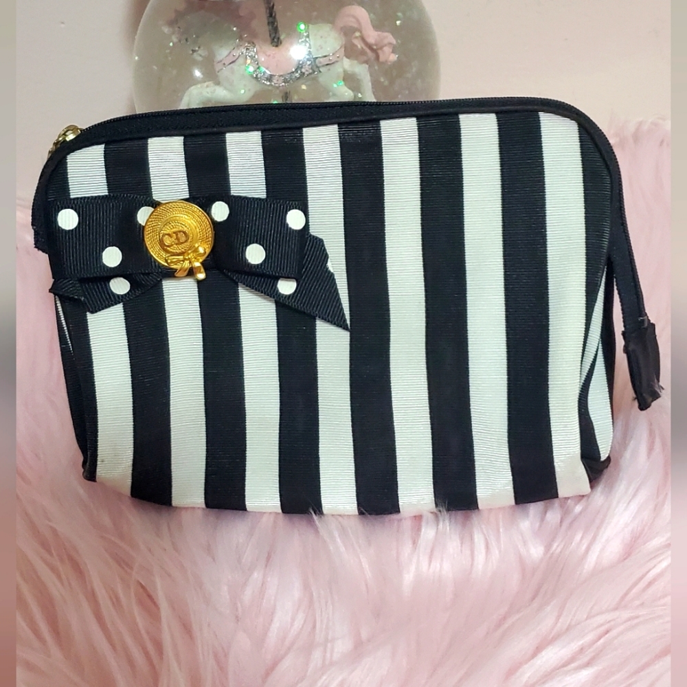 Christian Dior Black &White striped Cosmetic Bag